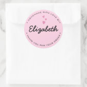 Gepersonaliseerde roze harten Zelfgemaakt met lief Ronde Sticker (Tas)