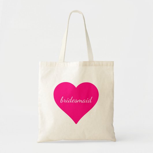 Gepersonaliseerde roze hartenbridesmaid tote bag (Voorkant)