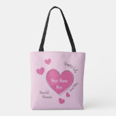 Gepersonaliseerde Roze Hartentas Tote Bag (Achterkant)