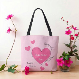 Gepersonaliseerde Roze Hartentas Tote Bag