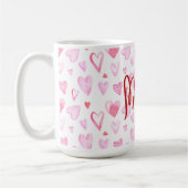 Gepersonaliseerde Roze Hartjes Keramische Mok (Links)