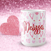 Gepersonaliseerde Roze Hartjes Keramische Mok