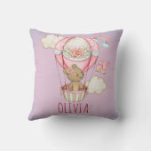 Gepersonaliseerde Roze Hete Luchtballon Waterverf Kussen (Achterkant)