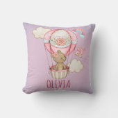 Gepersonaliseerde Roze Hete Luchtballon Waterverf Kussen (Voorkant)