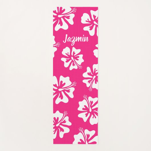 Gepersonaliseerde roze Hibiscus bloem bloemenyoga  Yogamat (Voorkant)