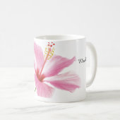 Gepersonaliseerde Roze hibiscus koffie / thee mok (Voorkant rechts)