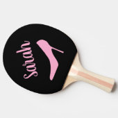 Gepersonaliseerde roze hiel stiletto dames tafeltennisbatje (Zijkant)