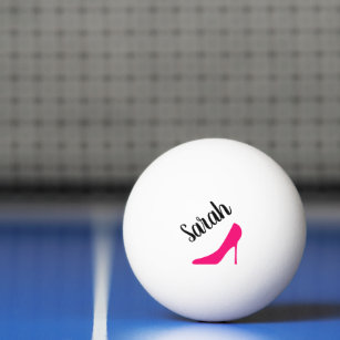 Gepersonaliseerde roze hiel stiletto dams pingpongbal