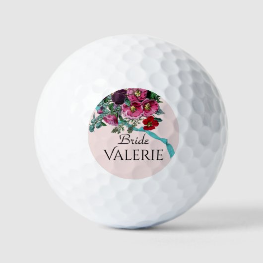 Gepersonaliseerde   Roze Hollyhocks Golfballen (Voorkant)