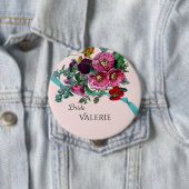 Gepersonaliseerde   Roze Hollyhocks Ronde Button 4,0 Cm (In situ)