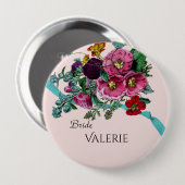 Gepersonaliseerde   Roze Hollyhocks Ronde Button 4,0 Cm (Voorkant /achterkant)