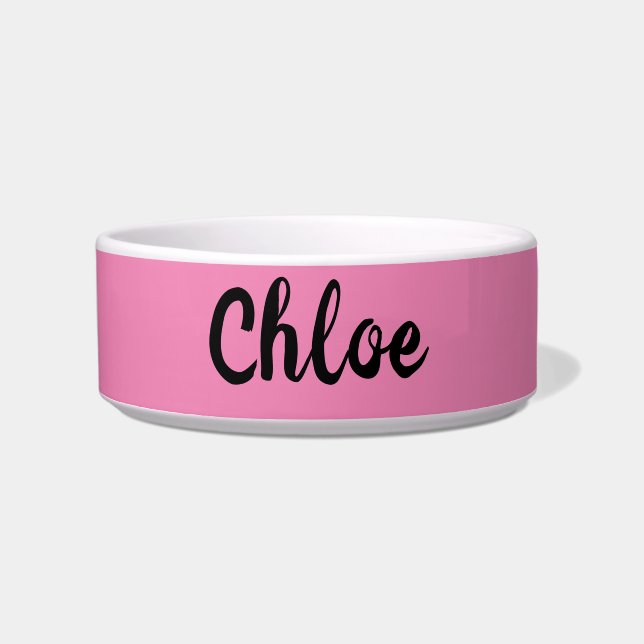 Gepersonaliseerde Roze Honden- of Kattenbak Voerbakje (Voorkant)