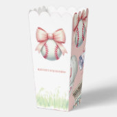 Gepersonaliseerde Roze Honkbal Popcorn Bedankdoosjes (Voorkant)