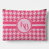 Gepersonaliseerde Roze Houndstooth Monogram Initia Etui (Voorkant)