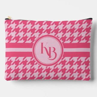 Gepersonaliseerde Roze Houndstooth Monogram Initia Etui