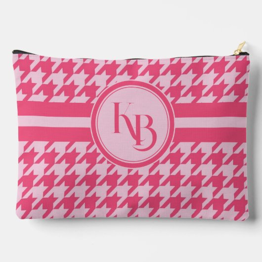 Gepersonaliseerde Roze Houndstooth Monogram Initia Etui (Achterkant)