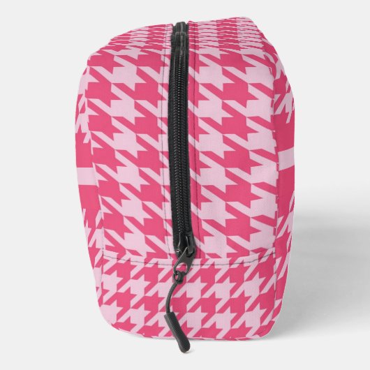 Gepersonaliseerde Roze Houndstooth Monogram Initia Toilettasje (Rechts)