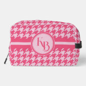 Gepersonaliseerde Roze Houndstooth Monogram Initia Toilettasje (Achterkant)