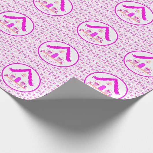 Gepersonaliseerde Roze Huis Het is een Meisje Baby Cadeaupapier (Hoek)
