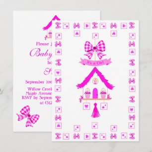 Gepersonaliseerde roze huis Het is een meisje Kaart