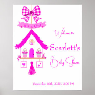 Gepersonaliseerde roze huis Het is een meisje Poster