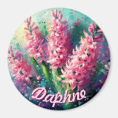 Gepersonaliseerde Roze Hyacinten Hyacint Bloemen Magneet (Voorkant)
