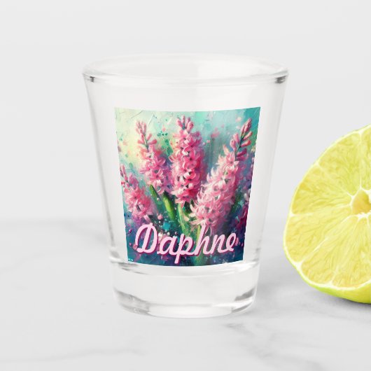 Gepersonaliseerde Roze Hyacinten Hyacint Bloemen Shot Glas (Voorkant)