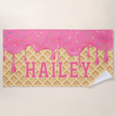 Gepersonaliseerde roze ijsdruppel strandlaken (Voorkant)