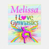 GEPERSONALISEERDE ROZE IK HOU VAN GYMNASTIEK FLEEC FLEECE DEKEN (Voorkant)