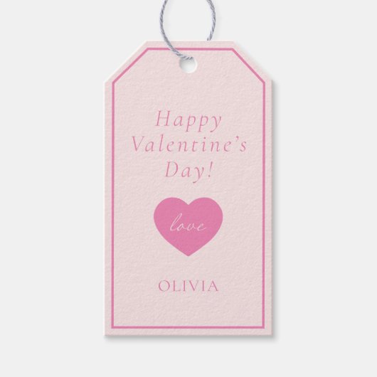 Gepersonaliseerde Roze ingelijst Valentijn's DAY Cadeaulabel (Voorkant)