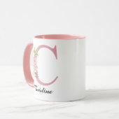 Gepersonaliseerde Roze Initiële Naam Mok Cadeau vo (Voorkant links)
