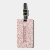 Gepersonaliseerde Roze Kant Bloem Romantisch Bagagelabel (Voorkant verticaal)