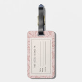 Gepersonaliseerde Roze Kant Bloem Romantisch Bagagelabel (Achterkant verticaal)