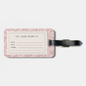 Gepersonaliseerde Roze Kant Bloem Romantisch Bagagelabel (Achterkant horizontaal)