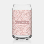 Gepersonaliseerde Roze Kant Bloem Romantisch Blikvorm Glas (Achterkant)