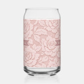 Gepersonaliseerde Roze Kant Bloem Romantisch Blikvorm Glas (Rechts)