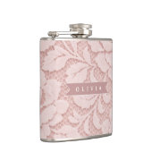 Gepersonaliseerde Roze Kant Bloem Romantisch Heupfles (Rechts)