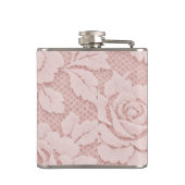 Gepersonaliseerde Roze Kant Bloem Romantisch Heupfles (Achterkant)