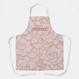 Gepersonaliseerde Roze Kant Bloem Romantisch Schort