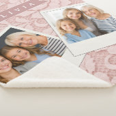 Gepersonaliseerde Roze Kant Bloem Romantisch Sherpa Deken (3/4)