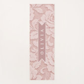 Gepersonaliseerde Roze Kant Bloem Romantisch Yogamat (Voorkant)
