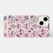 Gepersonaliseerde Roze Kawaii Paddestoel telefoonh iPhone Hoesje (Achterkant horizontaal)