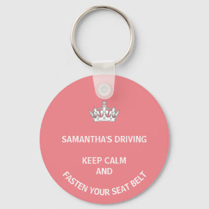 Gepersonaliseerde roze Keep Calm meisjesachtige ri Sleutelhanger