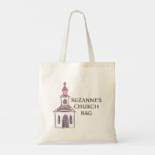 Gepersonaliseerde Roze Kerktas, Kruiskapel Tote Bag (Achterkant)