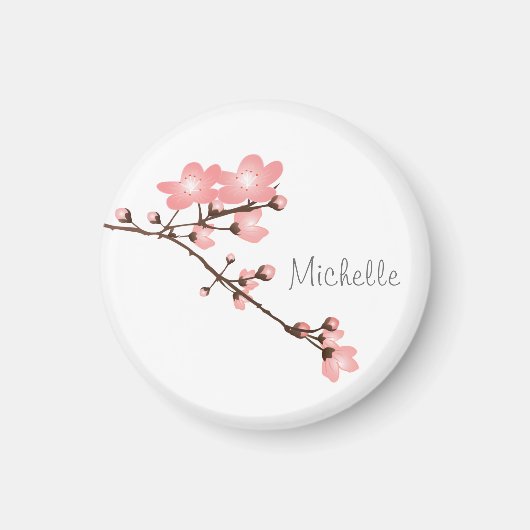 Gepersonaliseerde roze kersenbloesem 2 " vierkante magneet (Voorkant)