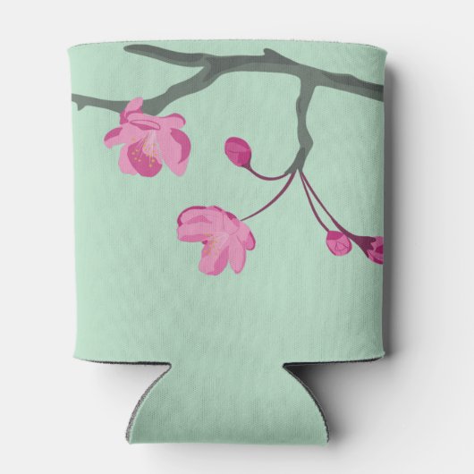 Gepersonaliseerde roze kersenbloesem Mint Green Blikjeskoeler (Achterkant)