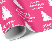 Gepersonaliseerde roze kerst cadeaupapier (Rol Hoek)