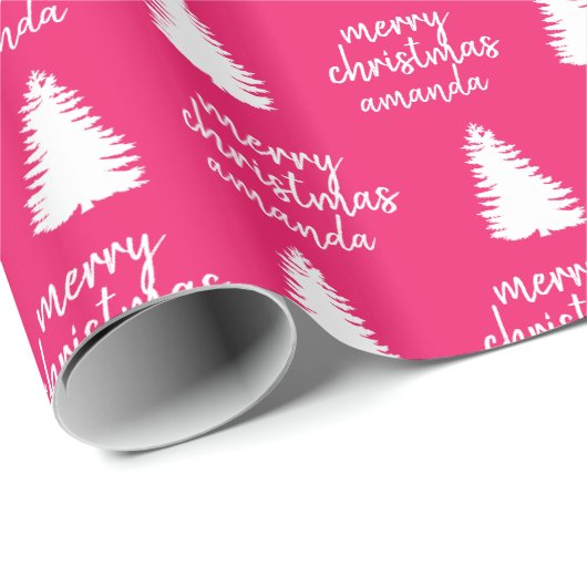 Gepersonaliseerde roze kerst cadeaupapier (Rol Hoek)