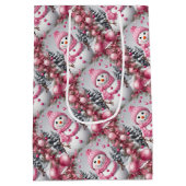 Gepersonaliseerde roze kerst sneeuwman medium cadeauzakje (Achterkant)