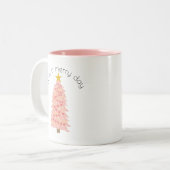 Gepersonaliseerde roze kerstboom hebben een vrolij tweekleurige koffiemok (Voorkant links)
